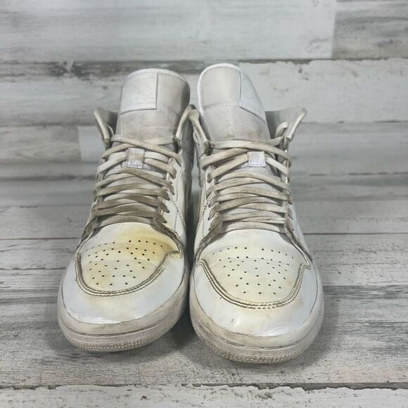 Nike Air‎ Jordan 1 Mid White Wolf Basketball Shoes BQ6472-111 Men Size 8 - Picture 4 of 8